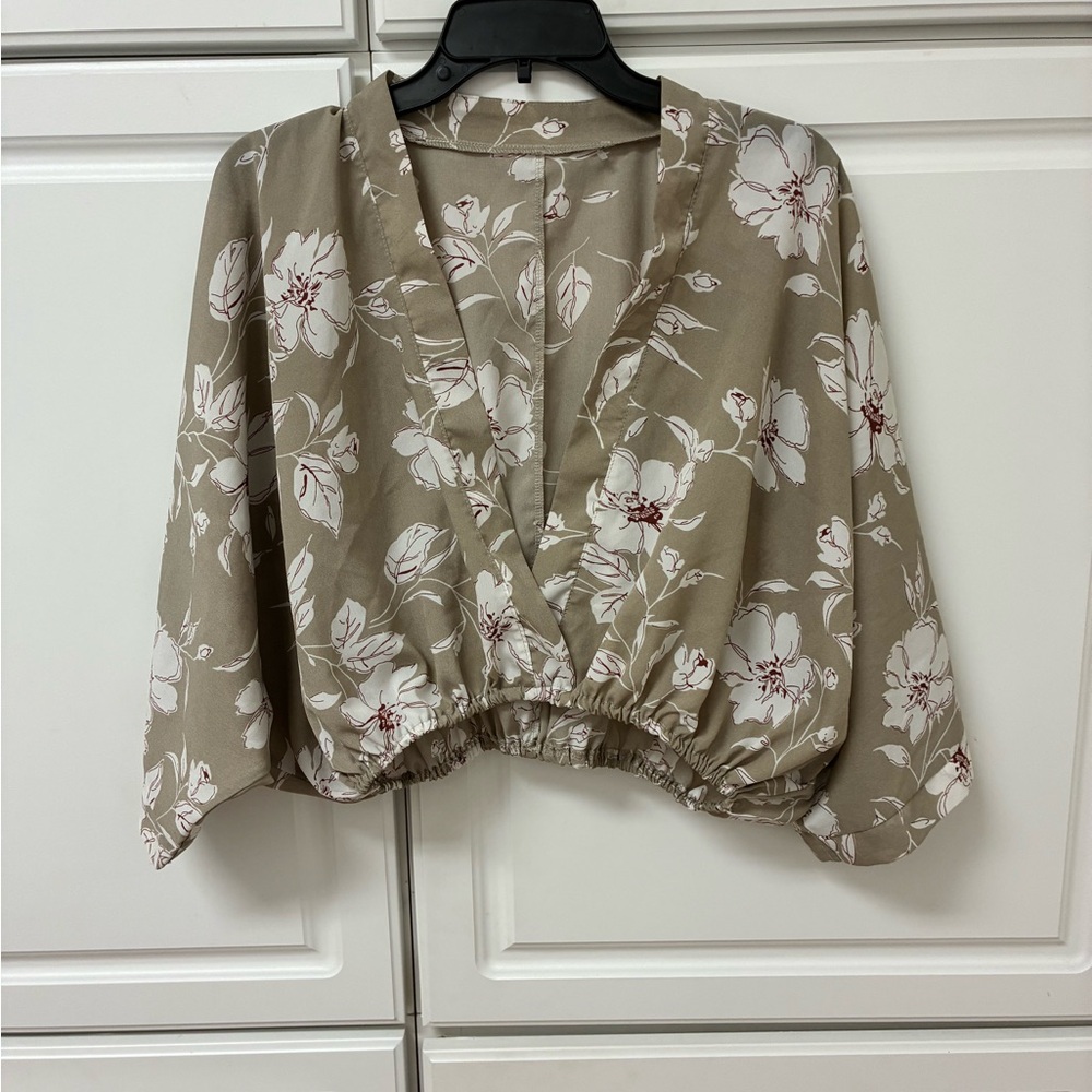 Chic Floral Beige Blouse for Women